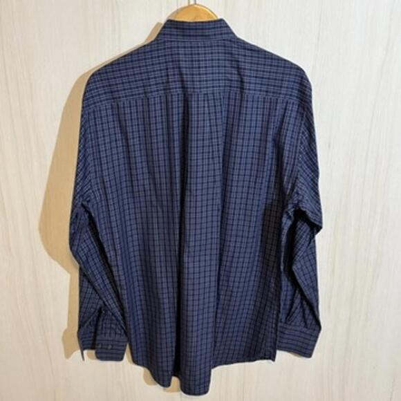 Peter Millar Men’s Long Sleeve Navy Plaid Button-Down Shirt 100% Cotton Size L - Picture 4 of 6